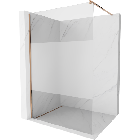 Mexen Kioto Walk-in Shower Wall 130 x 200 cm, transparent/frosted 8 mm, rose gold - 800-130-101-60-35