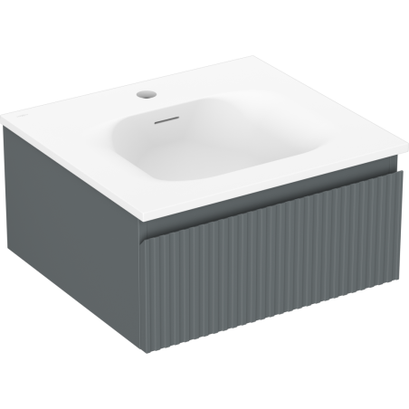 Mexen Rivel bathroom cabinet 50 cm with Vela sink, 1 drawer, fluted, graphite matte/white matte - 91A20-05023-1-BF66-W23M01
