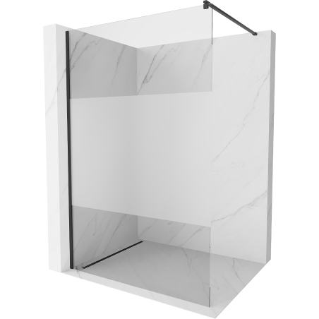 Mexen Kioto Walk-in Shower Wall 130 x 200 cm, Transparent/Frosted 8 mm, Black - 800-130-101-70-35