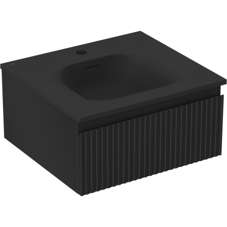 Mexen Rivel bathroom cabinet 50 cm with Vela sink, 1 drawer, grooved, matte black - 91A20-05023-1-BF71-W23M71