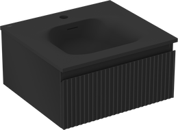 Mexen Rivel bathroom cabinet 50 cm with Vela sink, 1 drawer, grooved, matte black - 91A20-05023-1-BF71-W23M71