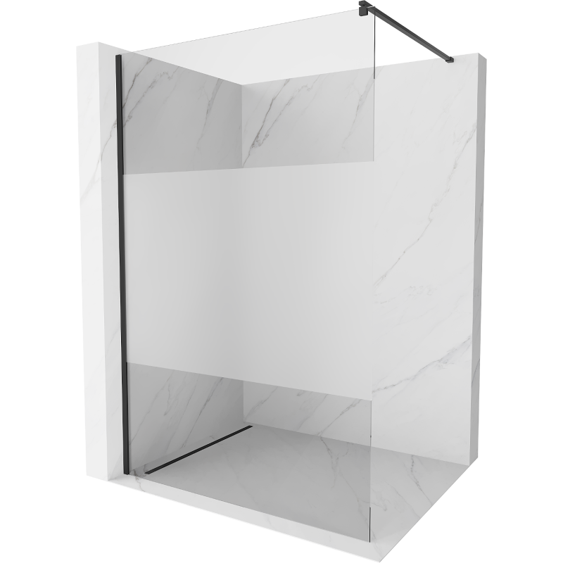 Mexen Kioto shower screen 140 x 200 cm, Transparent/Frosted 8 mm, Black - 800-140-101-70-35