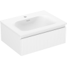 Mexen Rivel bathroom cabinet 60 cm with Vela sink, 1 drawer, grooved, matte white - 91A20-06023-1-BF01-W23M01