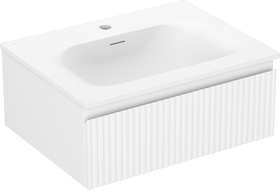 Mexen Rivel bathroom cabinet 60 cm with Vela sink, 1 drawer, grooved, matte white - 91A20-06023-1-BF01-W23M01
