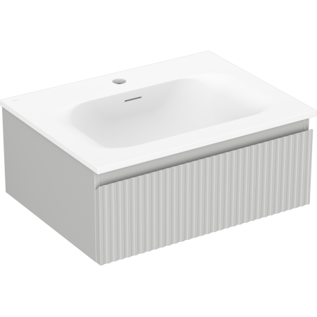 Mexen Rivel bathroom cabinet 60 cm with sink Vela, 1 drawer, fluted, matte gray/white matte - 91A20-06023-1-BF62-W23M01