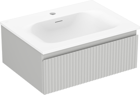 Mexen Rivel bathroom cabinet 60 cm with sink Vela, 1 drawer, fluted, matte gray/white matte - 91A20-06023-1-BF62-W23M01