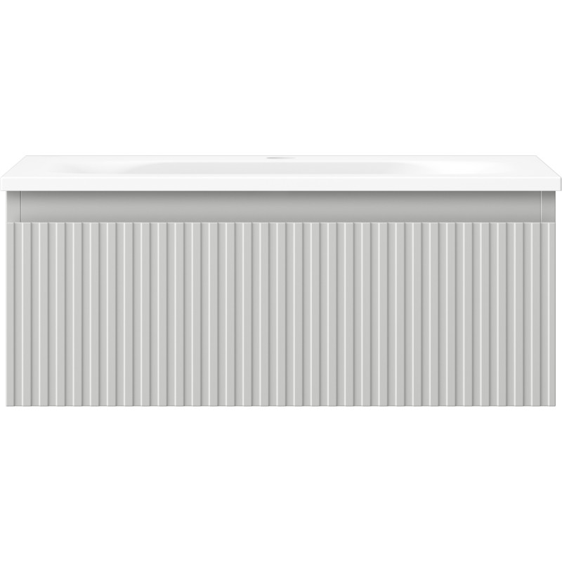 Mexen Rivel bathroom cabinet 60 cm with sink Vela, 1 drawer, fluted, matte gray/white matte - 91A20-06023-1-BF62-W23M01