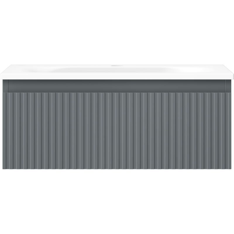 Mexen Rivel bathroom cabinet 60 cm with Vela washbasin, 1 drawer, grooved, graphite matt/white matt - 91A20-06023-1-BF66-W23M01