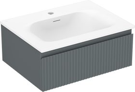 Mexen Rivel bathroom cabinet 60 cm with Vela sink, 1 drawer, fluted, matte graphite/white matte - 91A20-06023-1-BF66-W23M01