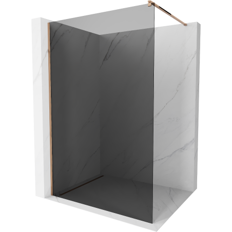 Mexen Kioto shower screen 130 x 200 cm, Graphite 8 mm, Rose gold - 800-130-101-60-40