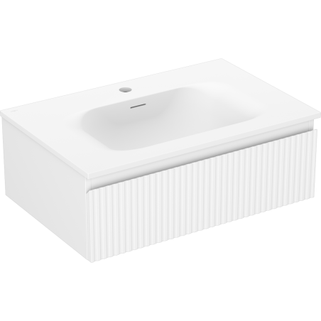 Mexen Rivel bathroom cabinet 70 cm with Vela sink, 1 drawer, grooved, white matte - 91A20-07023-1-BF01-W23M01