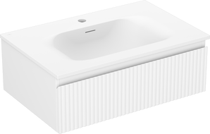 Mexen Rivel bathroom cabinet 70 cm with Vela sink, 1 drawer, grooved, white matte - 91A20-07023-1-BF01-W23M01
