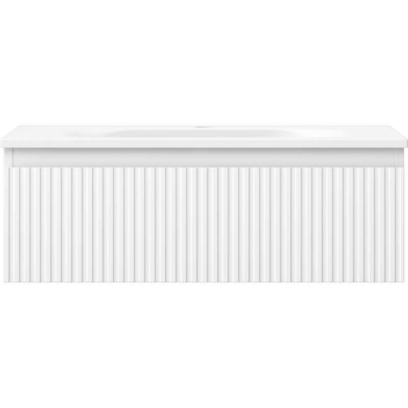 Mexen Rivel 70 cm Bathroom Cabinet with Vela Sink, 1 Drawer, Fluted, White Matte - 91A20-07023-1-BF01-W23M01