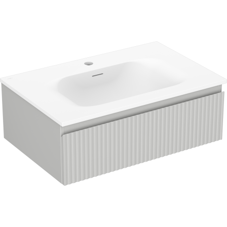 Mexen Rivel bathroom cabinet 70 cm with Vela sink, 1 drawer, fluted, gray matte/white matte - 91A20-07023-1-BF62-W23M01