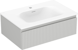 Mexen Rivel bathroom cabinet 70 cm with Vela sink, 1 drawer, fluted, gray matte/white matte - 91A20-07023-1-BF62-W23M01