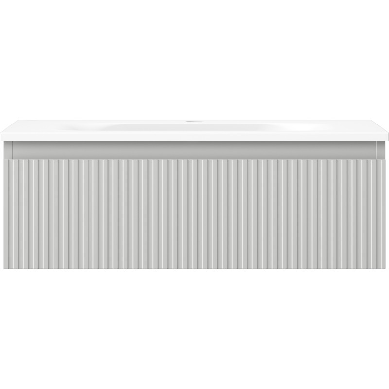 Mexen Rivel bathroom cabinet 70 cm with Vela sink, 1 drawer, fluted, gray matte/white matte - 91A20-07023-1-BF62-W23M01