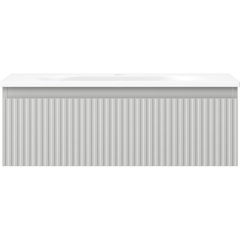 Mexen Rivel bathroom cabinet 70 cm with Vela washbasin, 1 drawer, fluted, grey matte/white matte - 91A20-07023-1-BF62-W23M01