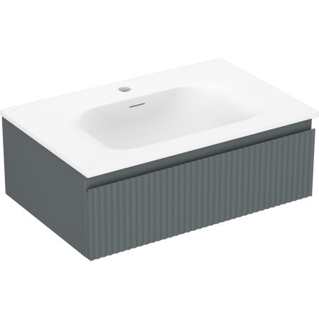 Mexen Rivel 70 cm Bathroom Cabinet with Vela Sink, 1 Drawer, Grooved, Matte Graphite/Matte White - 91A20-07023-1-BF66-W23M01