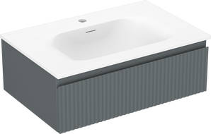Mexen Rivel 70 cm Bathroom Cabinet with Vela Sink, 1 Drawer, Grooved, Matte Graphite/Matte White - 91A20-07023-1-BF66-W23M01