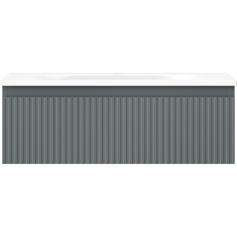 Mexen Rivel 70 cm Bathroom Cabinet with Vela Sink, 1 Drawer, Grooved, Matte Graphite/Matte White - 91A20-07023-1-BF66-W23M01