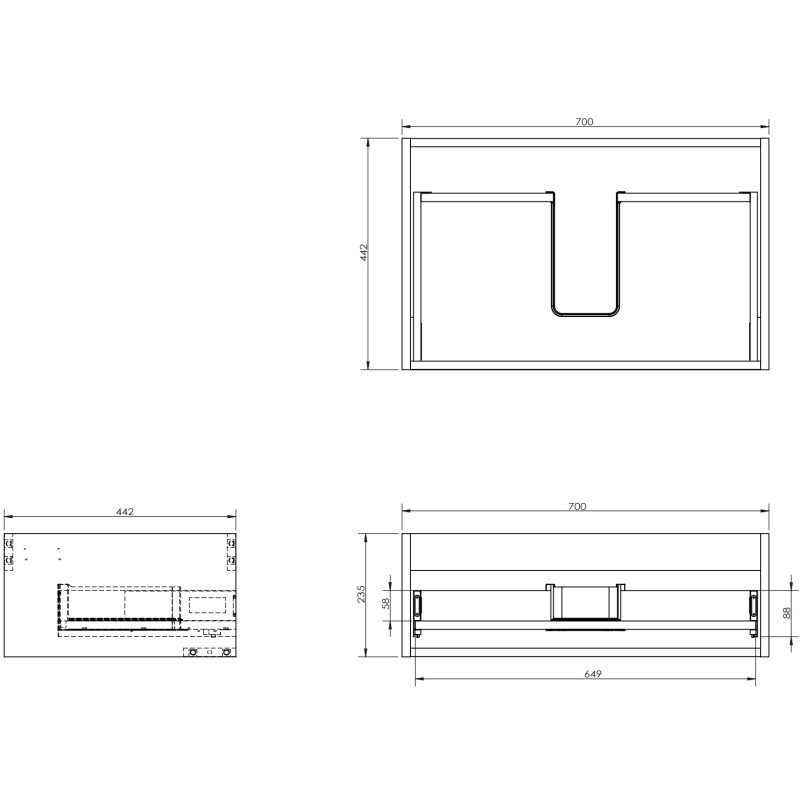 Mexen Rivel 70 cm Bathroom Cabinet with Vela Sink, 1 Drawer, Grooved, Matte Graphite/Matte White - 91A20-07023-1-BF66-W23M01
