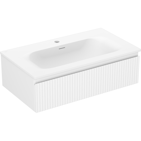 Mexen Rivel bathroom cabinet 80 cm with Vela washbasin, 1 drawer, fluted, white matte - 91A20-08023-1-BF01-W23M01