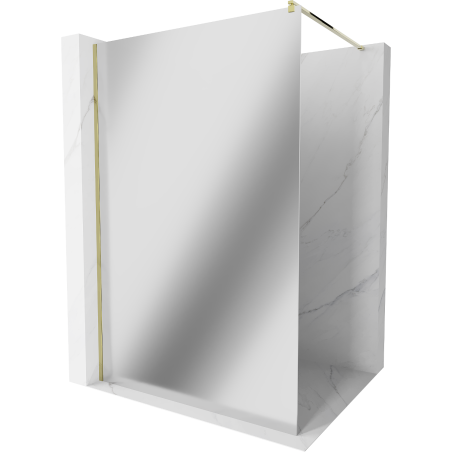 Mexen Kioto Walk-in Shower Wall 130 x 200 cm, Mirror 8 mm, Gold - 800-130-101-50-50