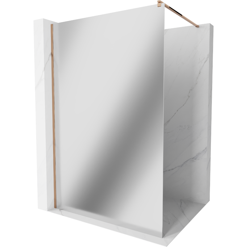 Mexen Kioto Walk-in Shower Screen 130 x 200 cm, Mirror 8 mm, Rose Gold - 800-130-101-60-50