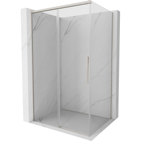 Mexen Rox sliding shower enclosure 140 x 90 cm, transparent, brushed nickel - 8C2-140-090-97-00