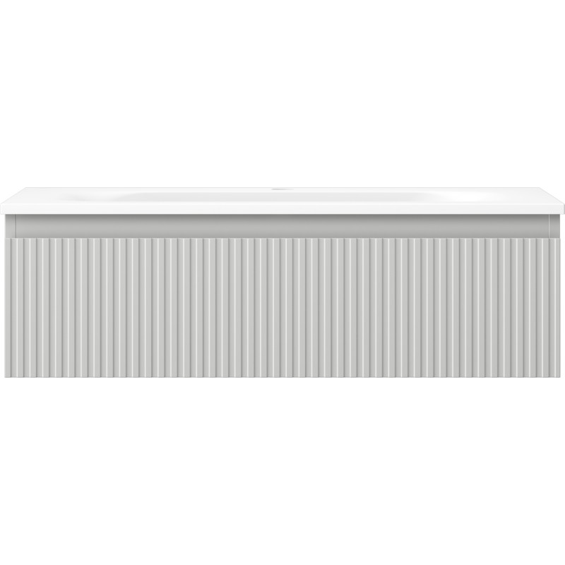 Mexen Rivel 80 cm bathroom cabinet with Vela sink, 1 drawer, fluted, gray matte/white matte - 91A20-08023-1-BF62-W23M01