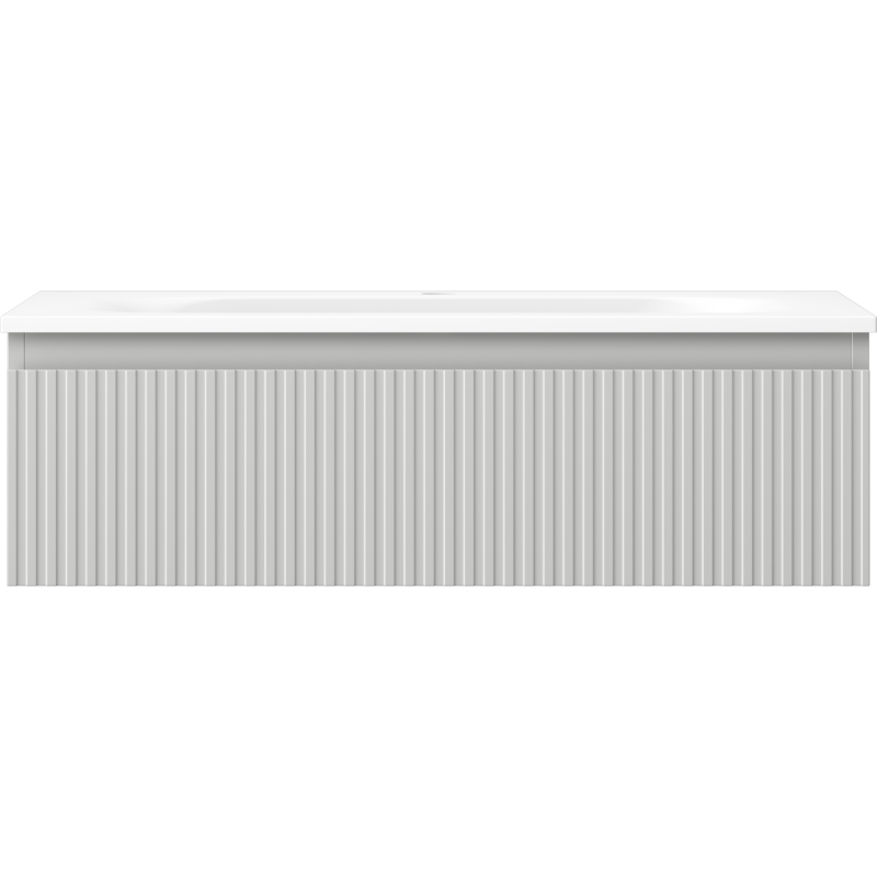 Mexen Rivel bathroom cabinet 80 cm with Vela sink, 1 drawer, grooved, grey matt/white matt - 91A20-08023-1-BF62-W23M01