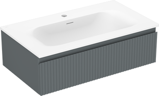 Mexen Rivel bathroom cabinet 80 cm with Vela sink, 1 drawer, fluted, graphite matte/white matte - 91A20-08023-1-BF66-W23M01