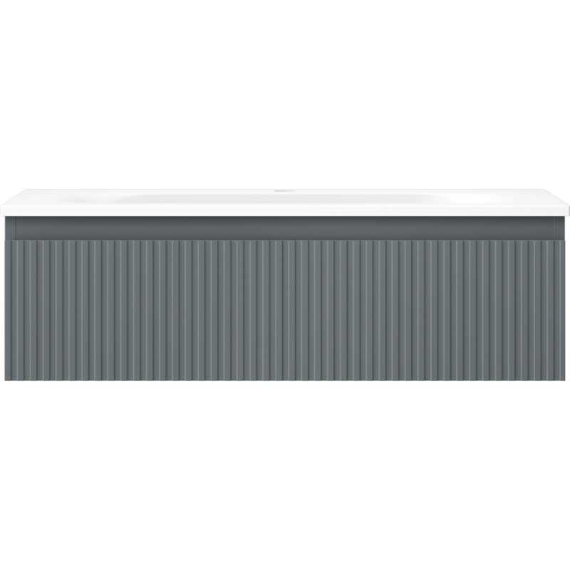 Mexen Rivel bathroom cabinet 80 cm with Vela sink, 1 drawer, grooved, graphite matte/white matte - 91A20-08023-1-BF66-W23M01