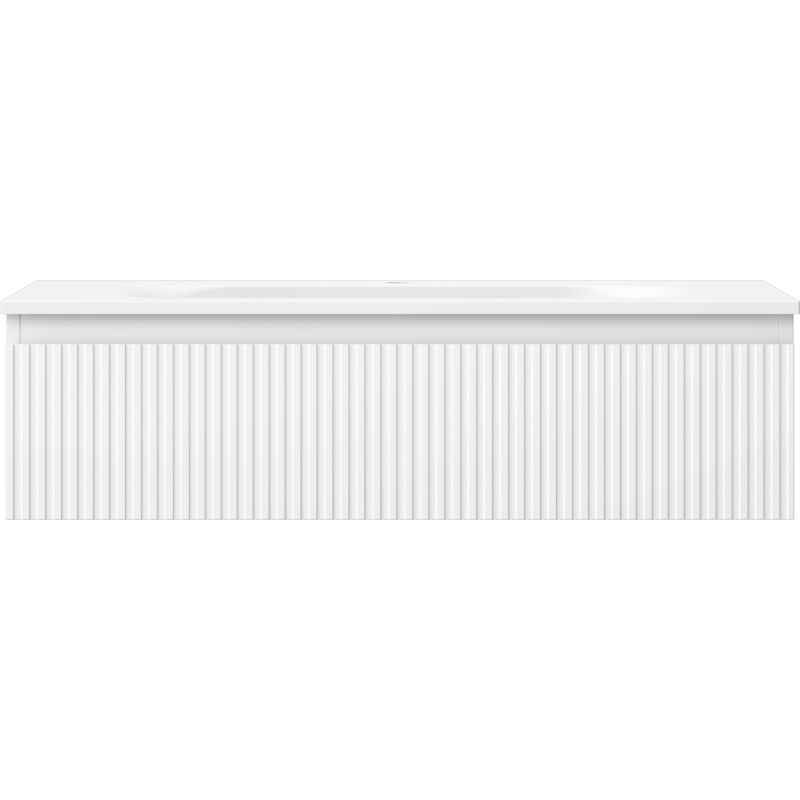 Mexen Rivel bathroom cabinet 90 cm with Vela sink, 1 drawer, grooved, white matte - 91A20-09023-1-BF01-W23M01