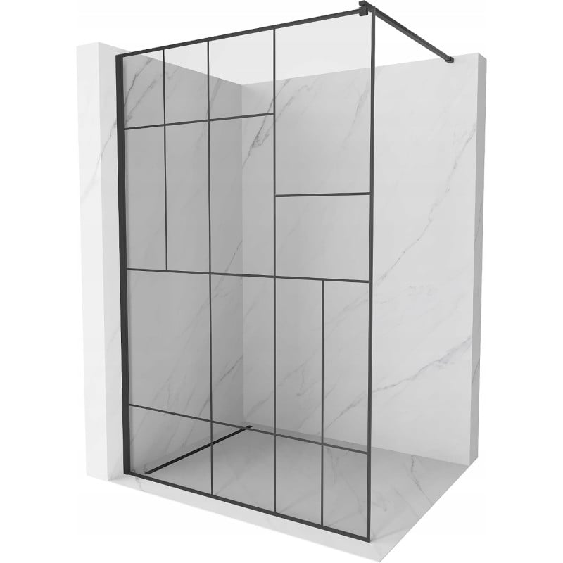 Mexen Kioto shower screen 100 x 200 cm, Transparent/Black pattern 8 mm, Black - 800-100-101-70-78