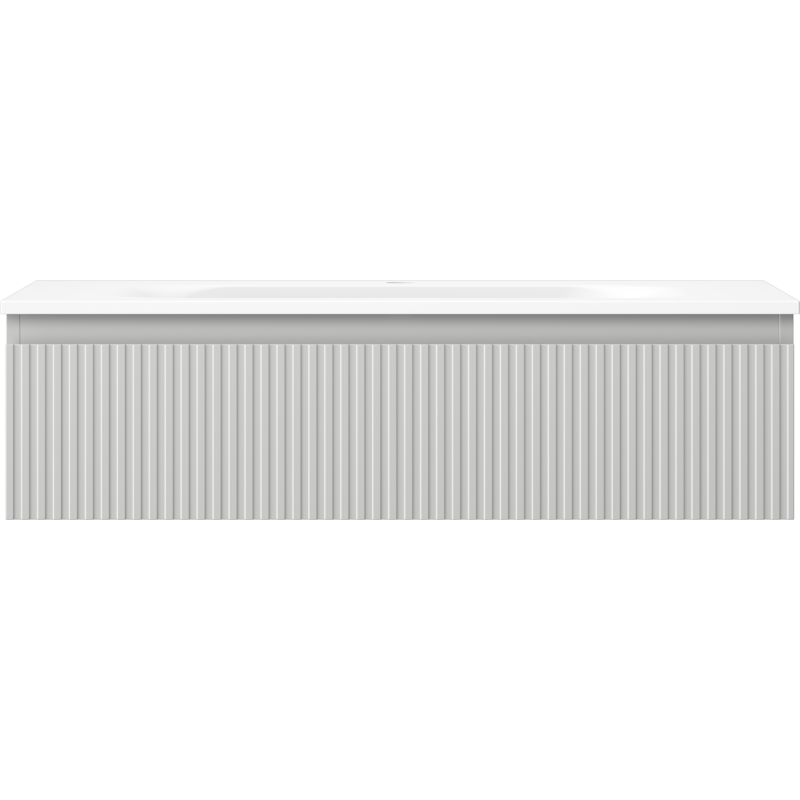 Mexen Rivel 90 cm Bathroom Cabinet with Vela Basin, 1 Drawer, Fluted, Grey Matte/White Matte - 91A20-09023-1-BF62-W23M01