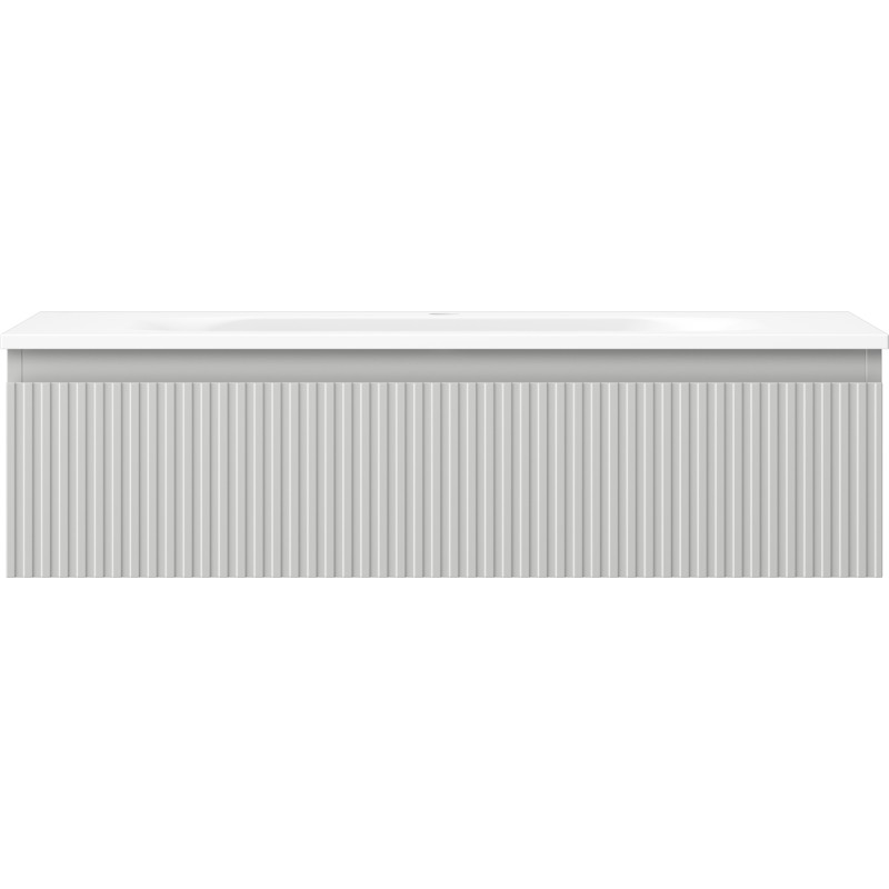 Mexen Rivel 90 cm Bathroom Cabinet with Vela Sink, 1 Drawer, Grooved, Gray Matte/White Matte - 91A20-09023-1-BF62-W23M01