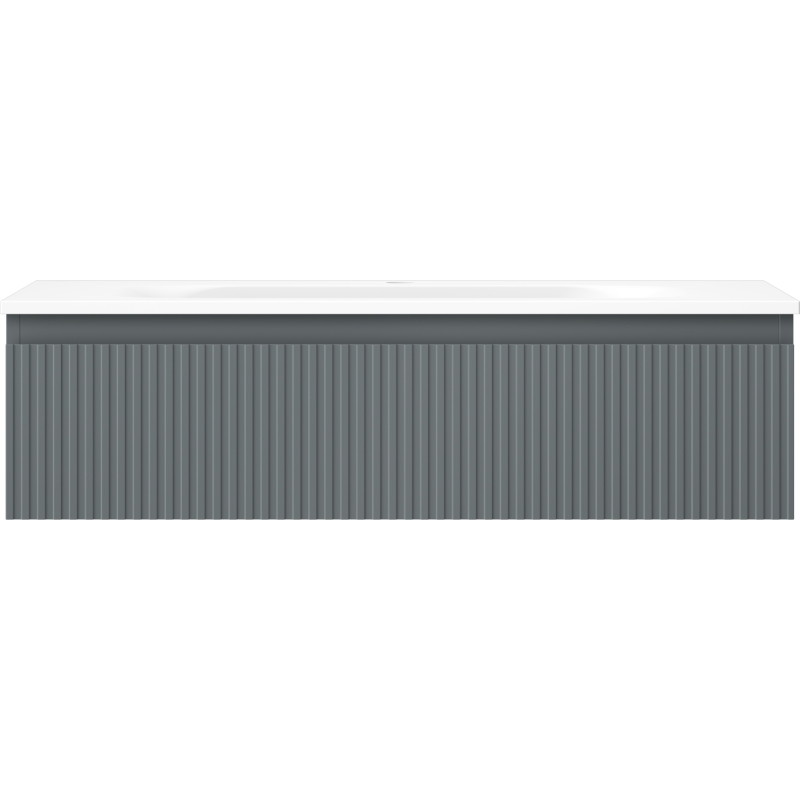 Mexen Rivel 90 cm Bathroom Cabinet with Vela Sink, 1 Drawer, Fluted, Graphite Matte/White Matte - 91A20-09023-1-BF66-W23M01