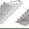 Mexen Kioto shower screen 130 x 200 cm, Transparent/Black pattern 8 mm, Black - 800-130-101-70-78