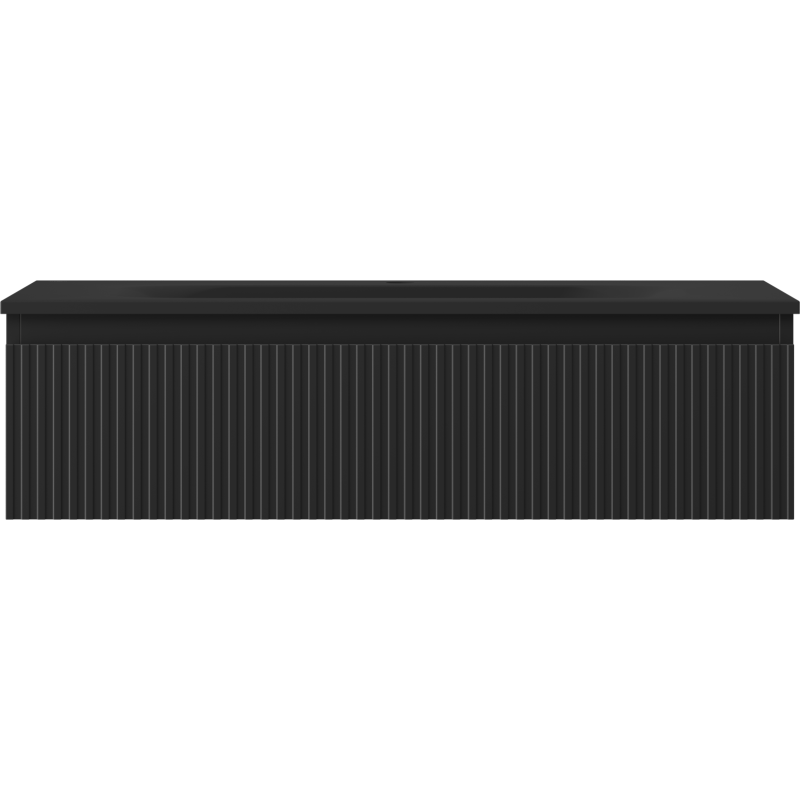 Mexen Rivel 90 cm Bathroom Cabinet with Vela Sink, 1 Drawer, Ribbed, Black Matte - 91A20-09023-1-BF71-W23M71