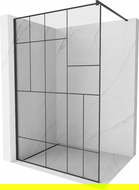 Mexen Kioto Walk-in Shower Wall 140 x 200 cm, Black Pattern 8 mm, Black - 800-140-101-70-78