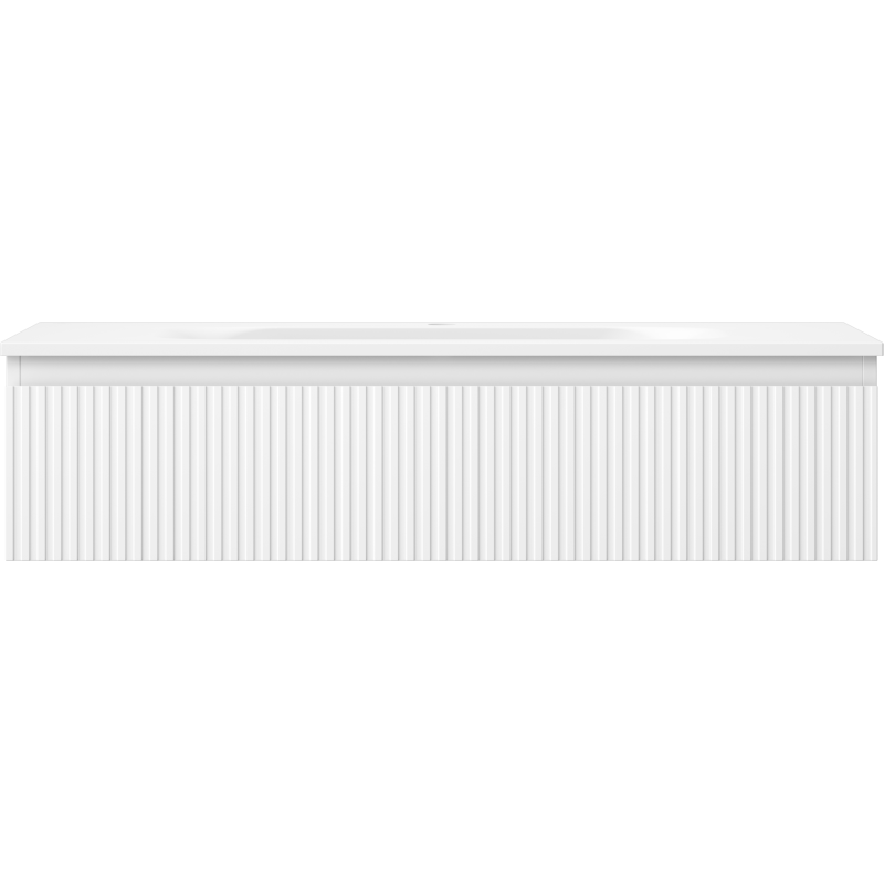 Mexen Rivel 100 cm Bathroom Cabinet with Vela Sink, 1 Drawer, Grooved, White Matt - 91A20-10023-1-BF01-W23M01