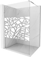 Mexen Kioto Walk-in Shower Wall 80 x 200 cm, White Pattern 8 mm, Chrome - 800-080-101-01-85