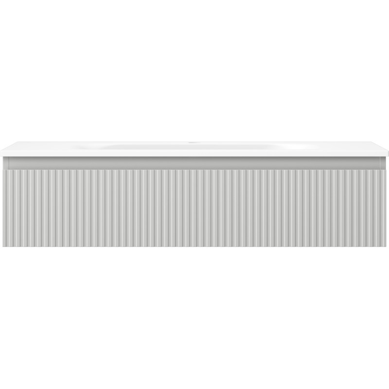 Mexen Rivel 100 cm bathroom cabinet with Vela sink, 1 drawer, fluted, gray matte/white matte - 91A20-10023-1-BF62-W23M01