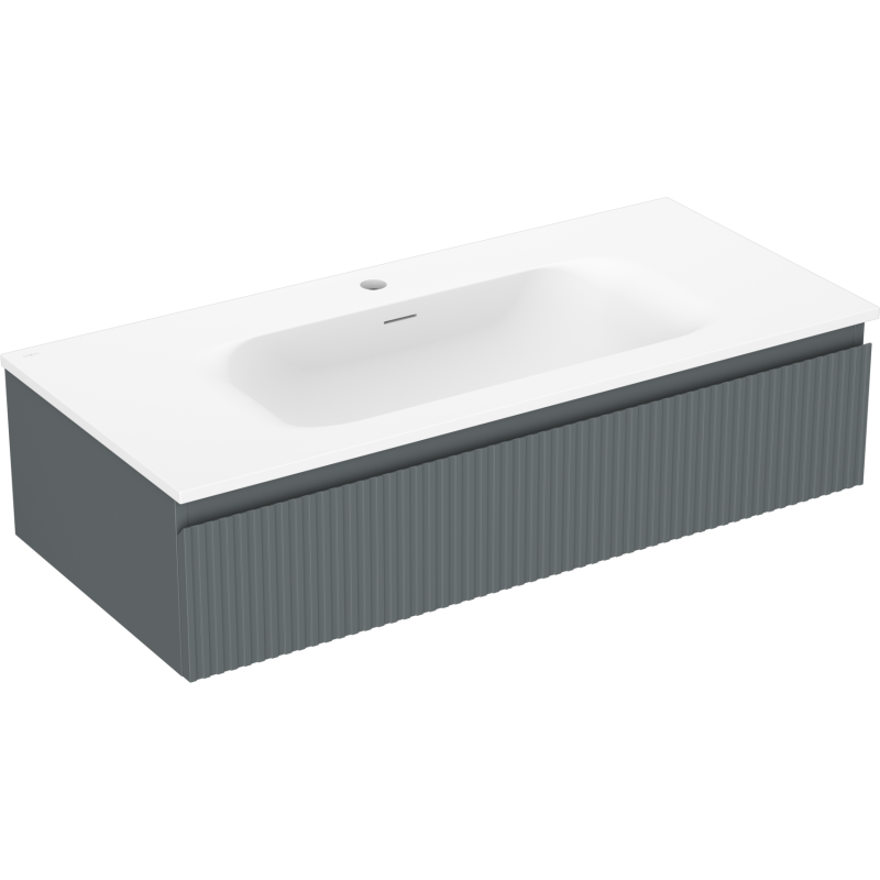 Mexen Rivel bathroom cabinet 100 cm with Vela sink, 1 drawer, grooved, matte graphite/white matte - 91A20-10023-1-BF66-W23M01