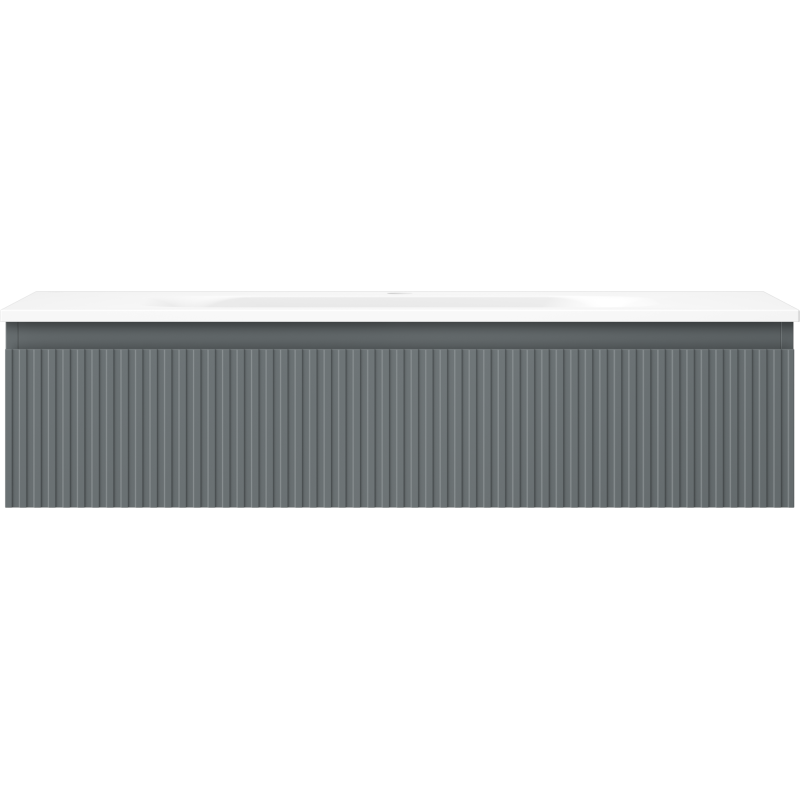 Mexen Rivel 100 cm bathroom cabinet with Vela sink, 1 drawer, fluted, matte graphite/white - 91A20-10023-1-BF66-W23M01