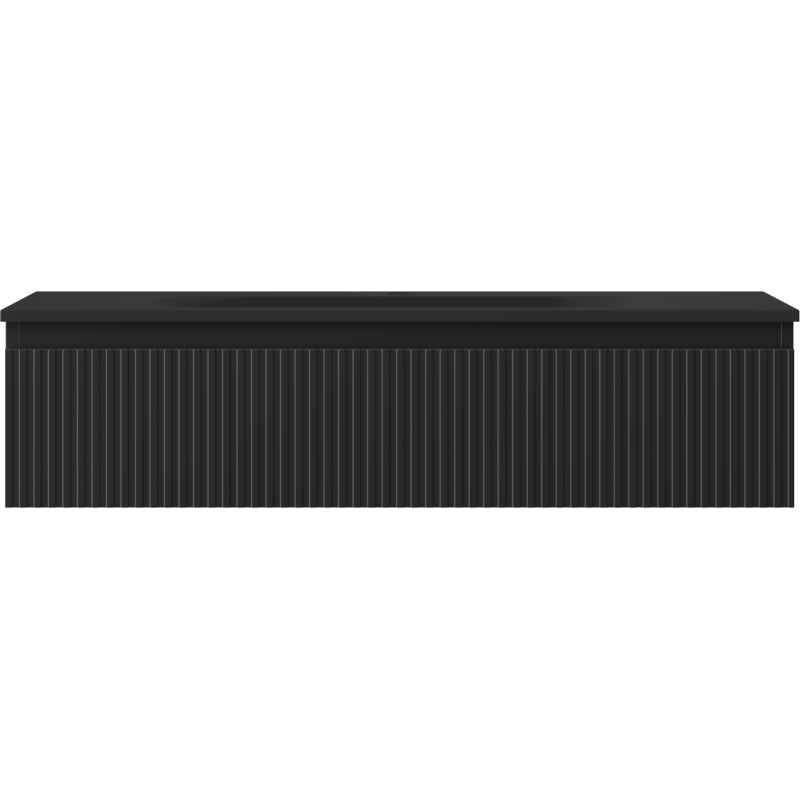 Mexen Rivel bathroom cabinet 100 cm with Vela sink, 1 drawer, fluted, black matte - 91A20-10023-1-BF71-W23M71