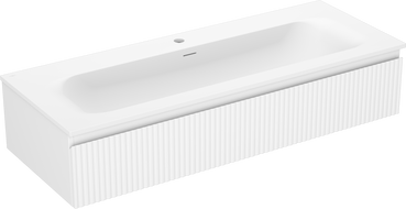 Mexen Rivel bathroom cabinet 120 cm with Vela washbasin, 1 drawer, grooved, matte white - 91A20-12023-1-BF01-W23M01