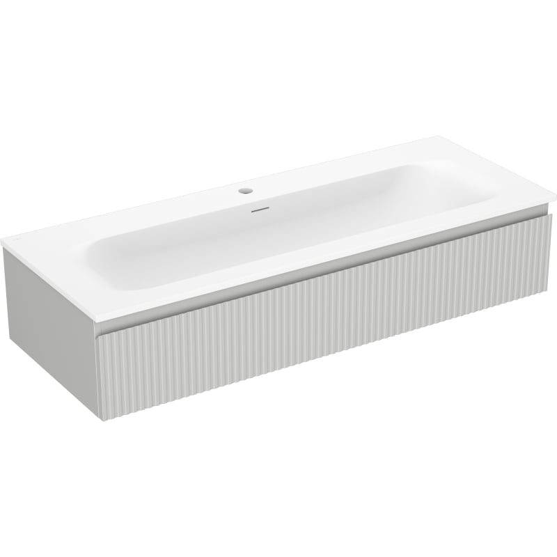 Mexen Rivel bathroom cabinet 120 cm with sink Vela, 1 drawer, fluted, gray matte/white matte - 91A20-12023-1-BF62-W23M01