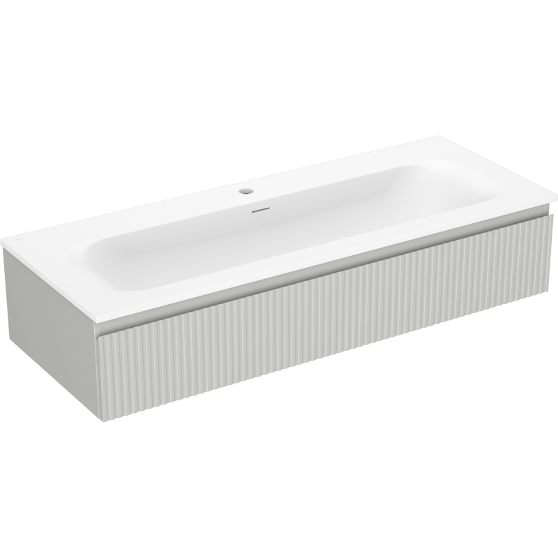 Mexen Rivel bathroom cabinet 120 cm with Vela sink, 1 drawer, grooved, gray matte/white matte - 91A20-12023-1-BF62-W23M01